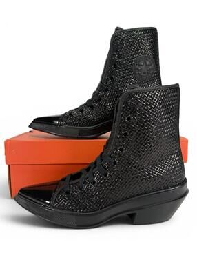 Converse Chuck 70 De Luxe Pointed Witch Shoe Sneaker Boot Black Woven Women's 7